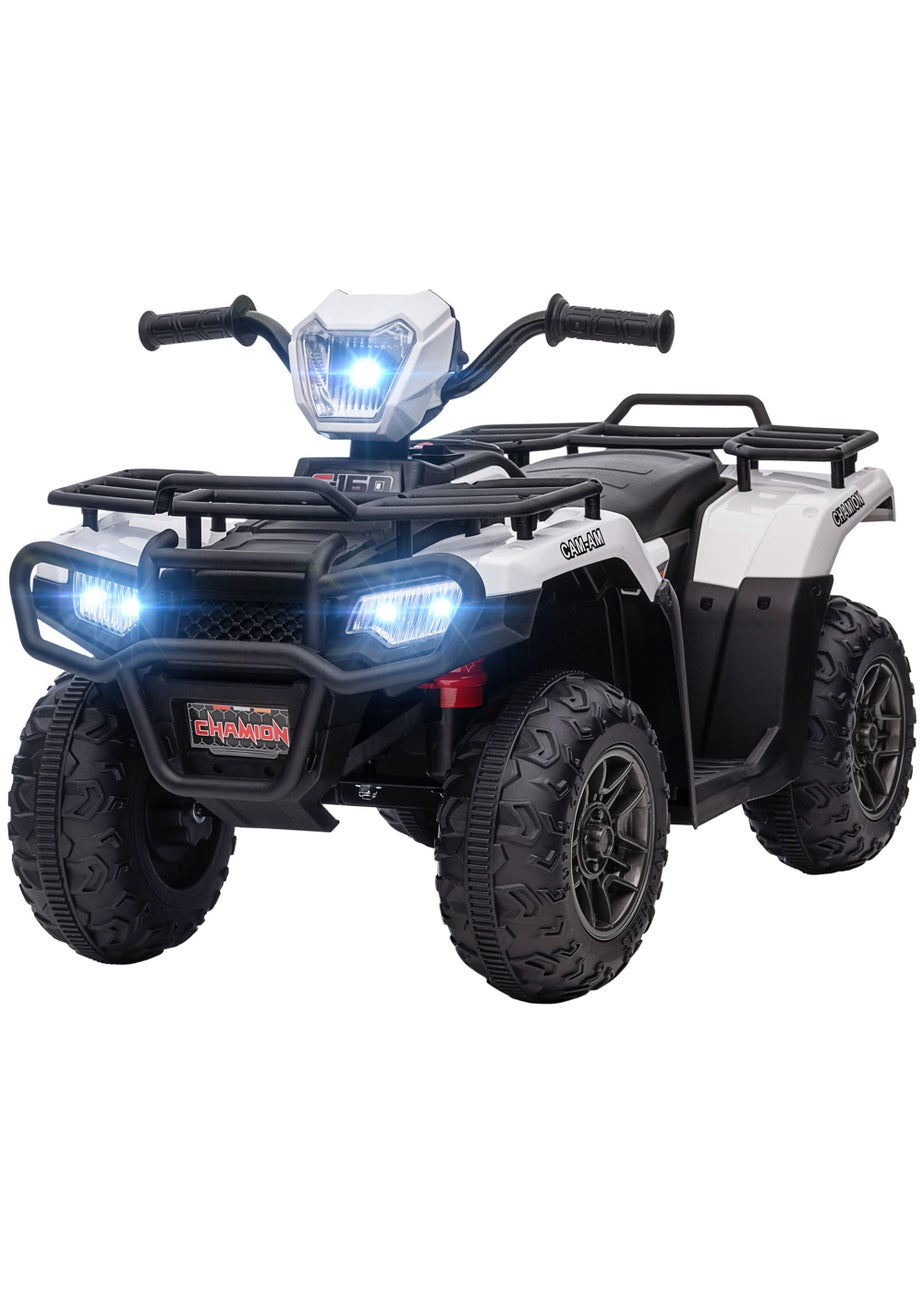 HOMCOM 12V Electric Quad Bike for Kids with LED Headlights and Music (White)