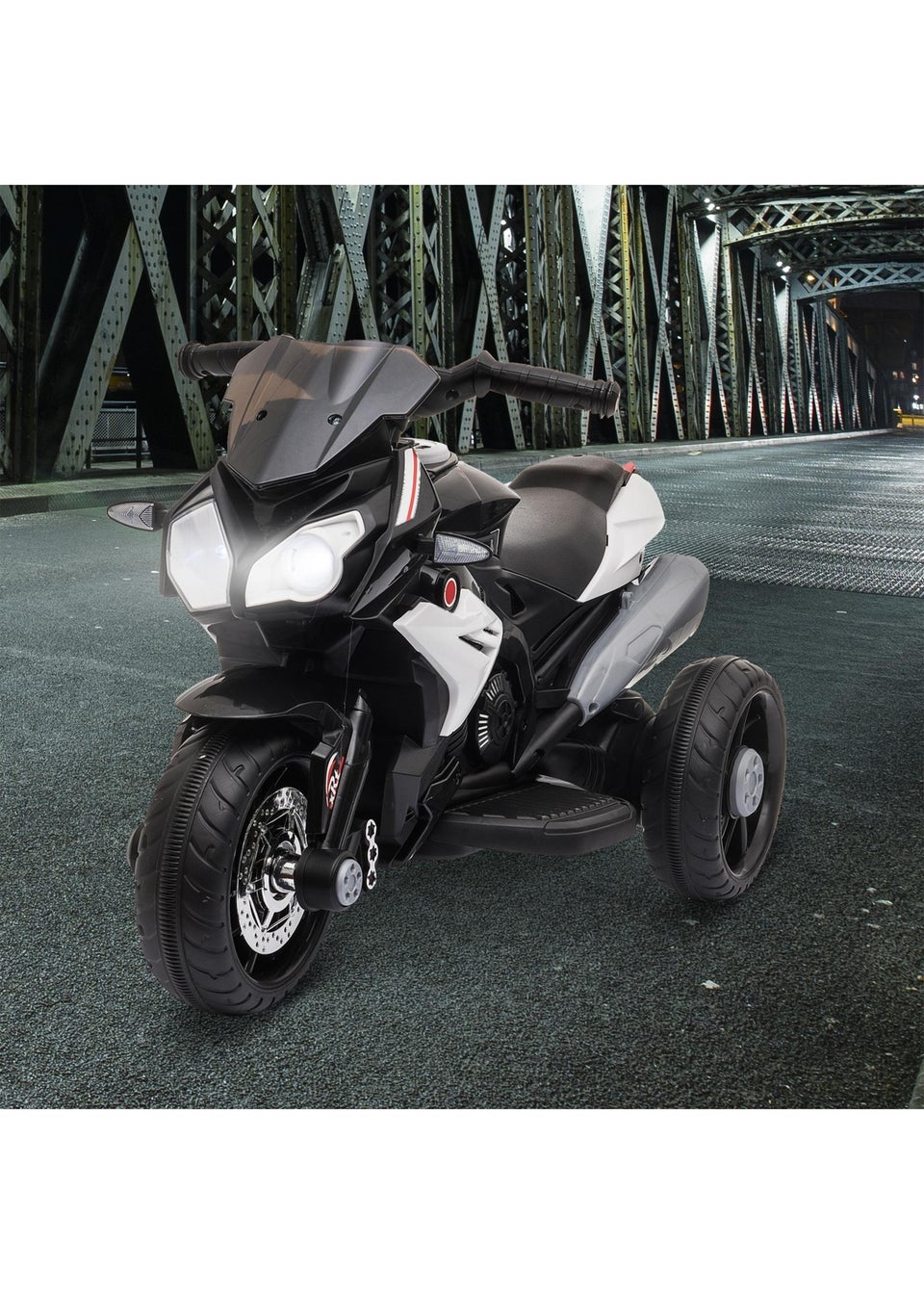 HOMCOM Kids Electric Motorcycle Ride-On Toy 6V Battery with Music, Horn and Lights (Black)