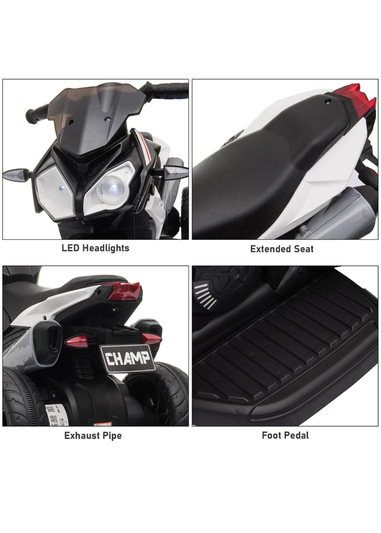 HOMCOM Kids Electric Motorcycle Ride-On Toy 6V Battery with Music, Horn and Lights (Black)