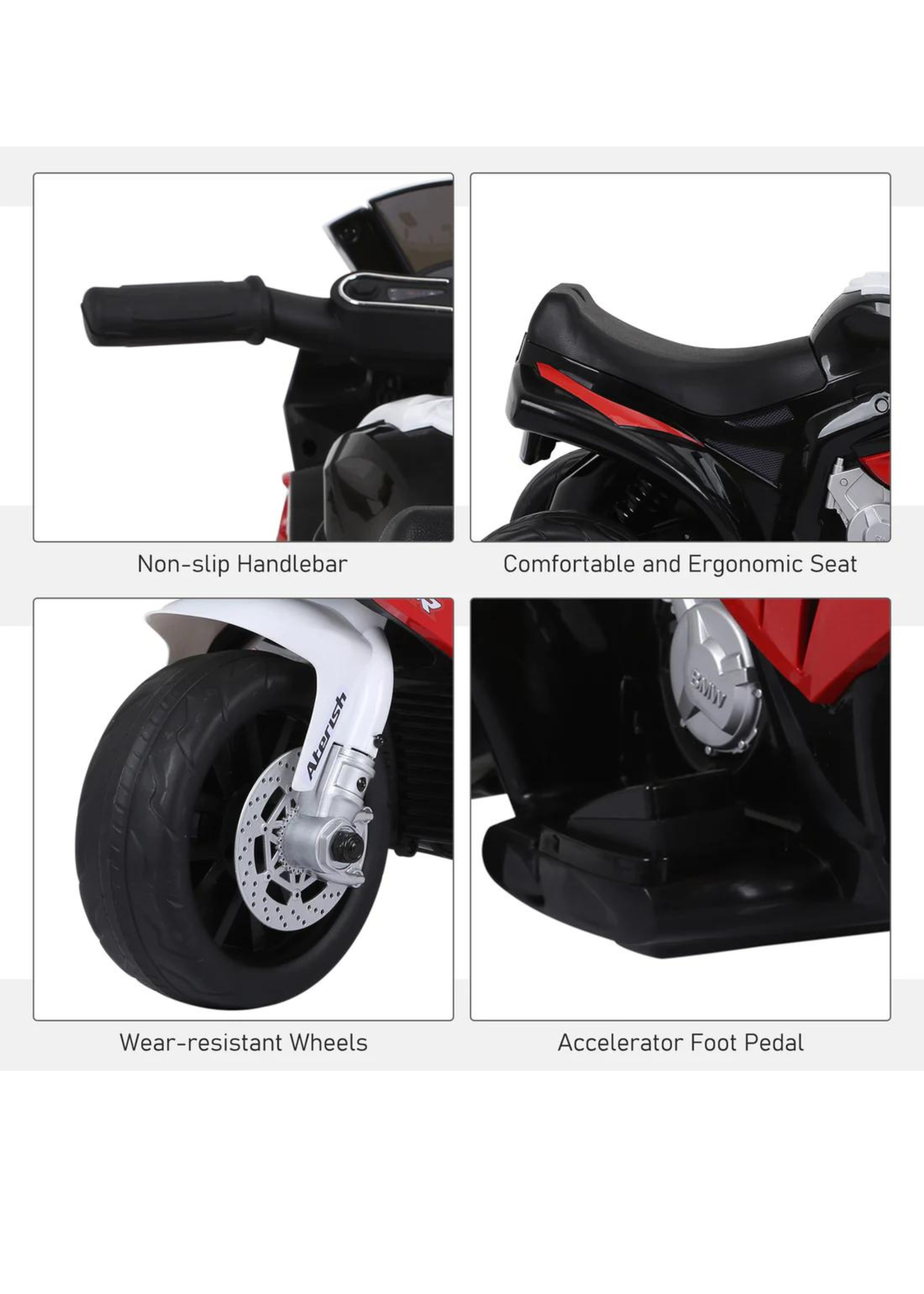 HOMCOM Kids Electric Ride on Motorcycle BMW Licensed with Headlights and Music (Red)