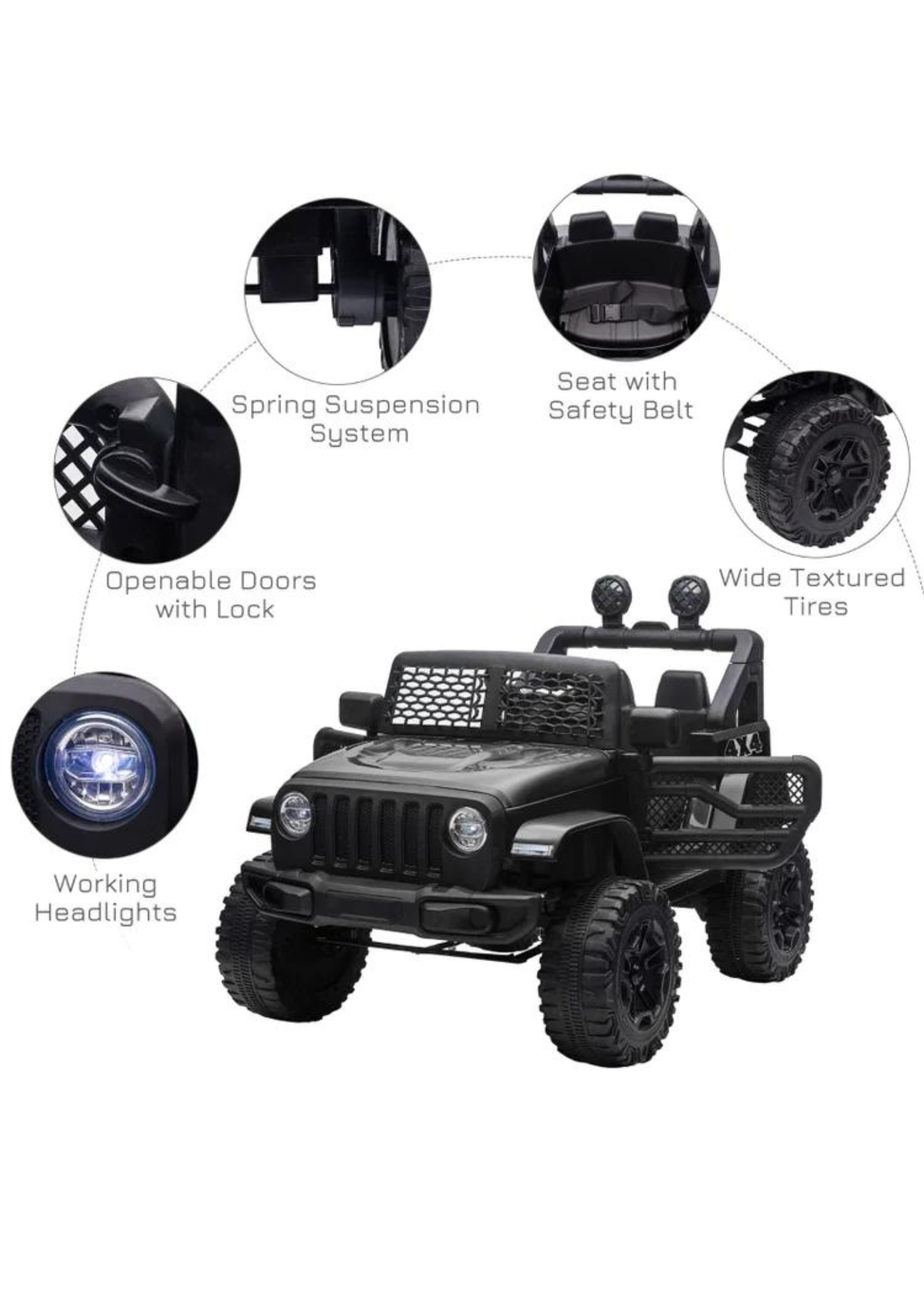 HOMCOM 12V Kids Electric Ride On Car Truck Off-road Toy with Remote Control (Black)