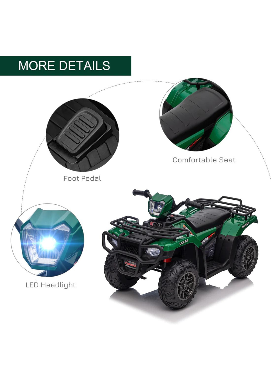 HOMCOM 12V Electric Quad Bike for Kids with LED Headlights and Music (Green)