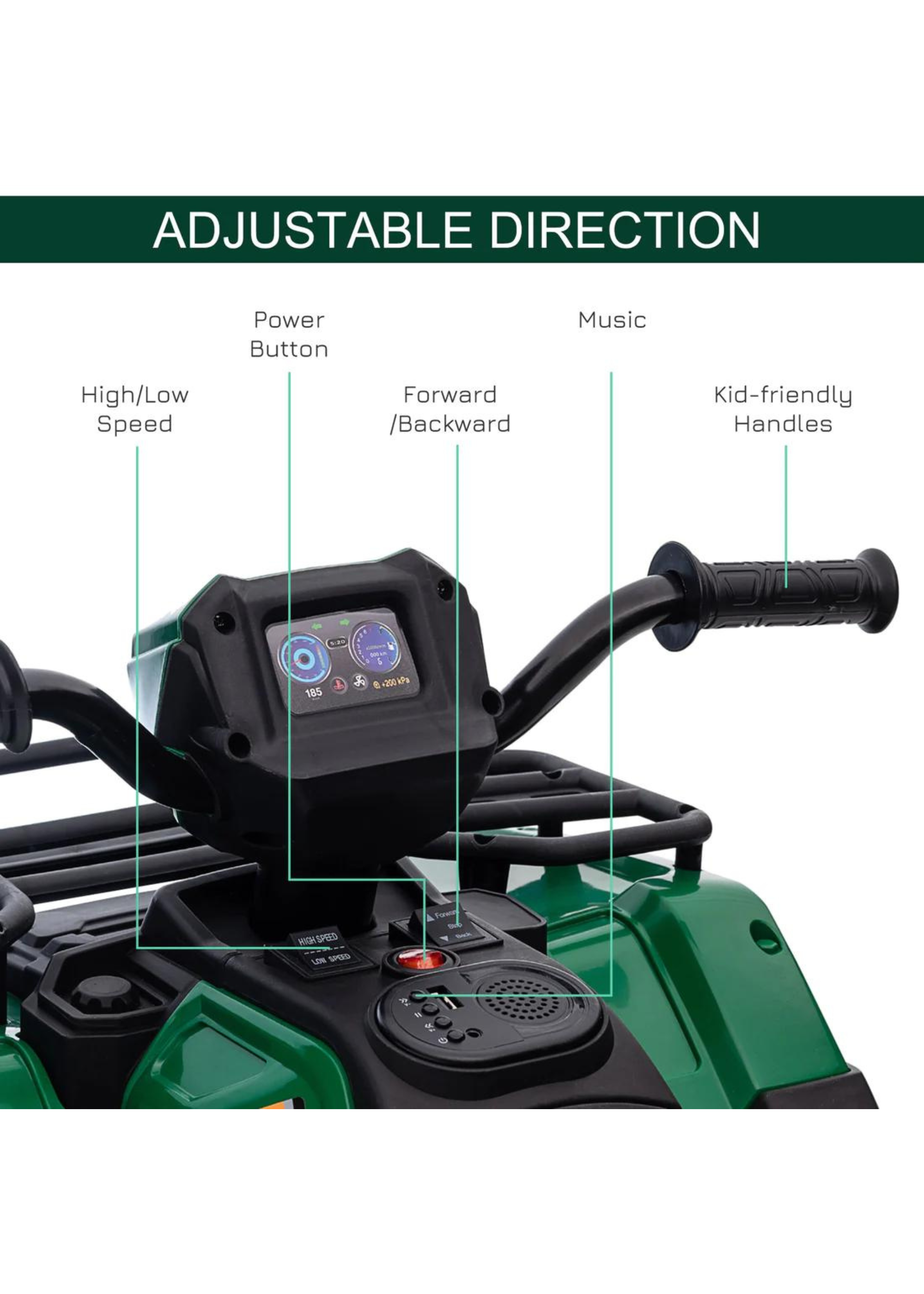 HOMCOM 12V Electric Quad Bike for Kids with LED Headlights and Music (Green)