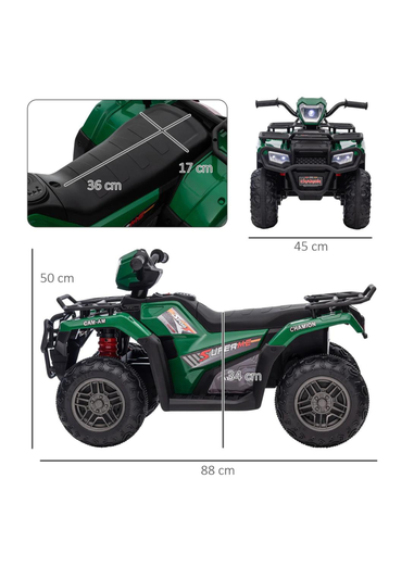 HOMCOM 12V Electric Quad Bike for Kids with LED Headlights and Music (Green)