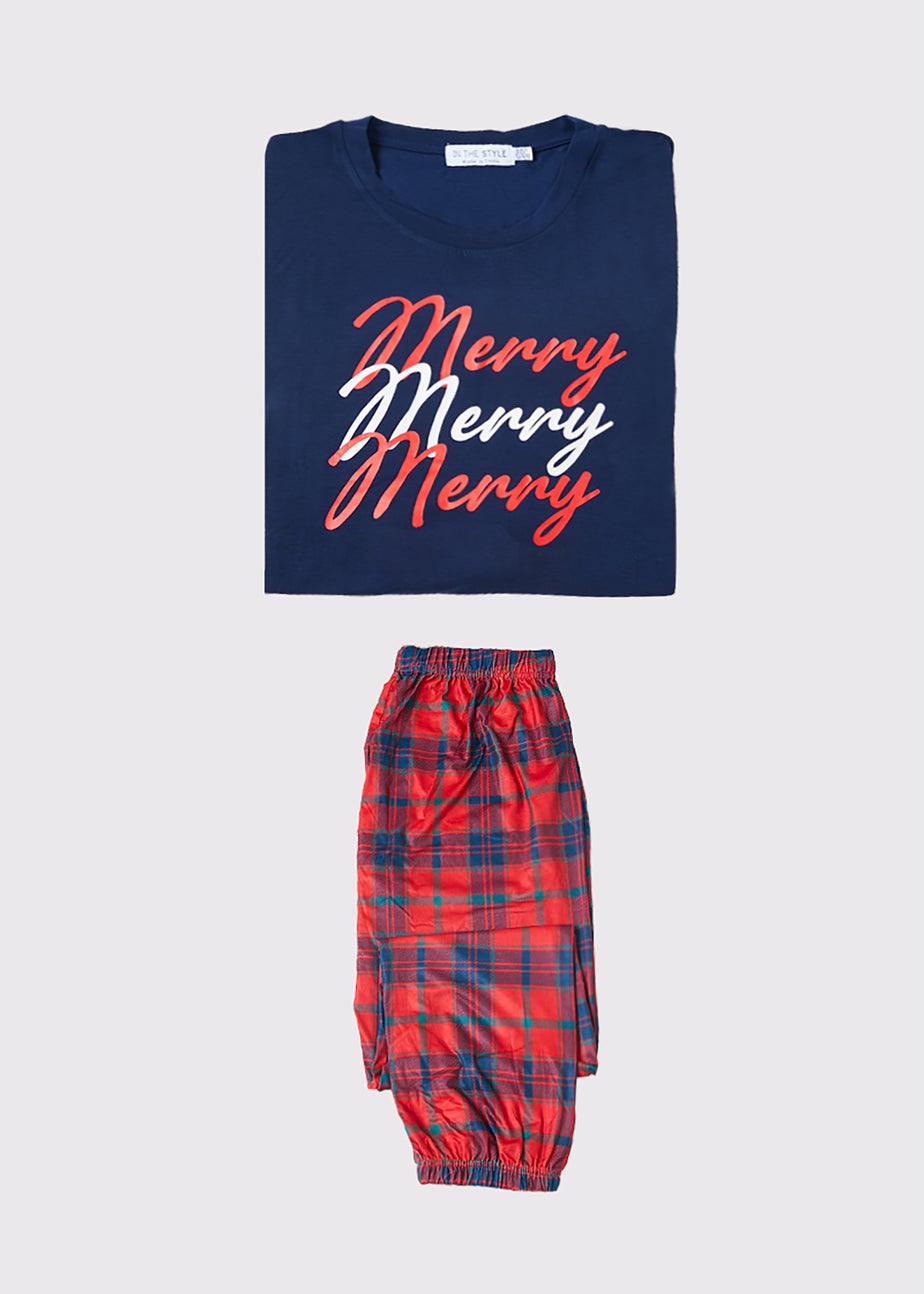 In the Style Jac Jossa Curve Merry Tartan Jersey Top & Bottoms Set
