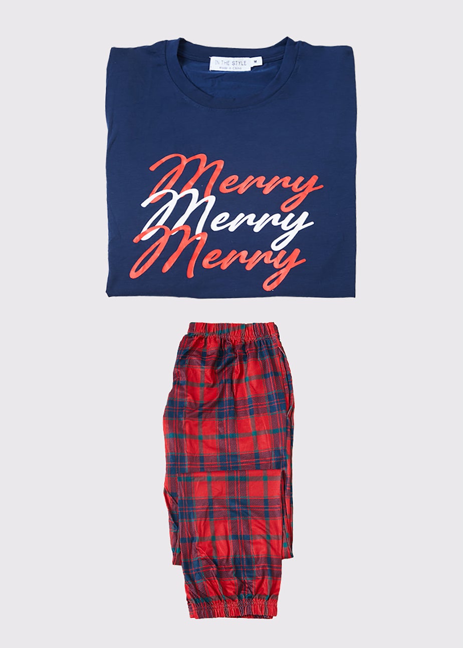 In the Style Jac Jossa Red Merry Tartan Jersey Top & Bottoms Set