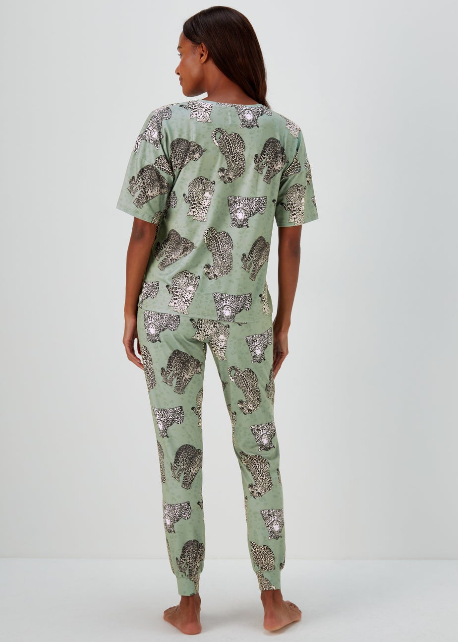 Khaki Leopard Print Pyjama Set