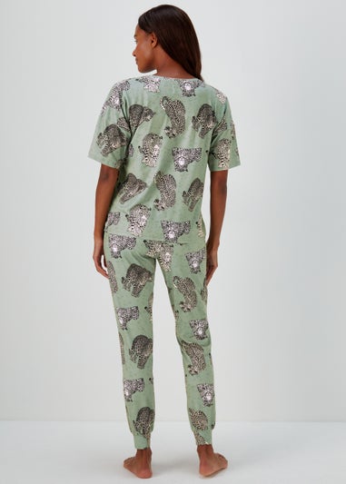 Khaki Leopard Print Pyjama Set