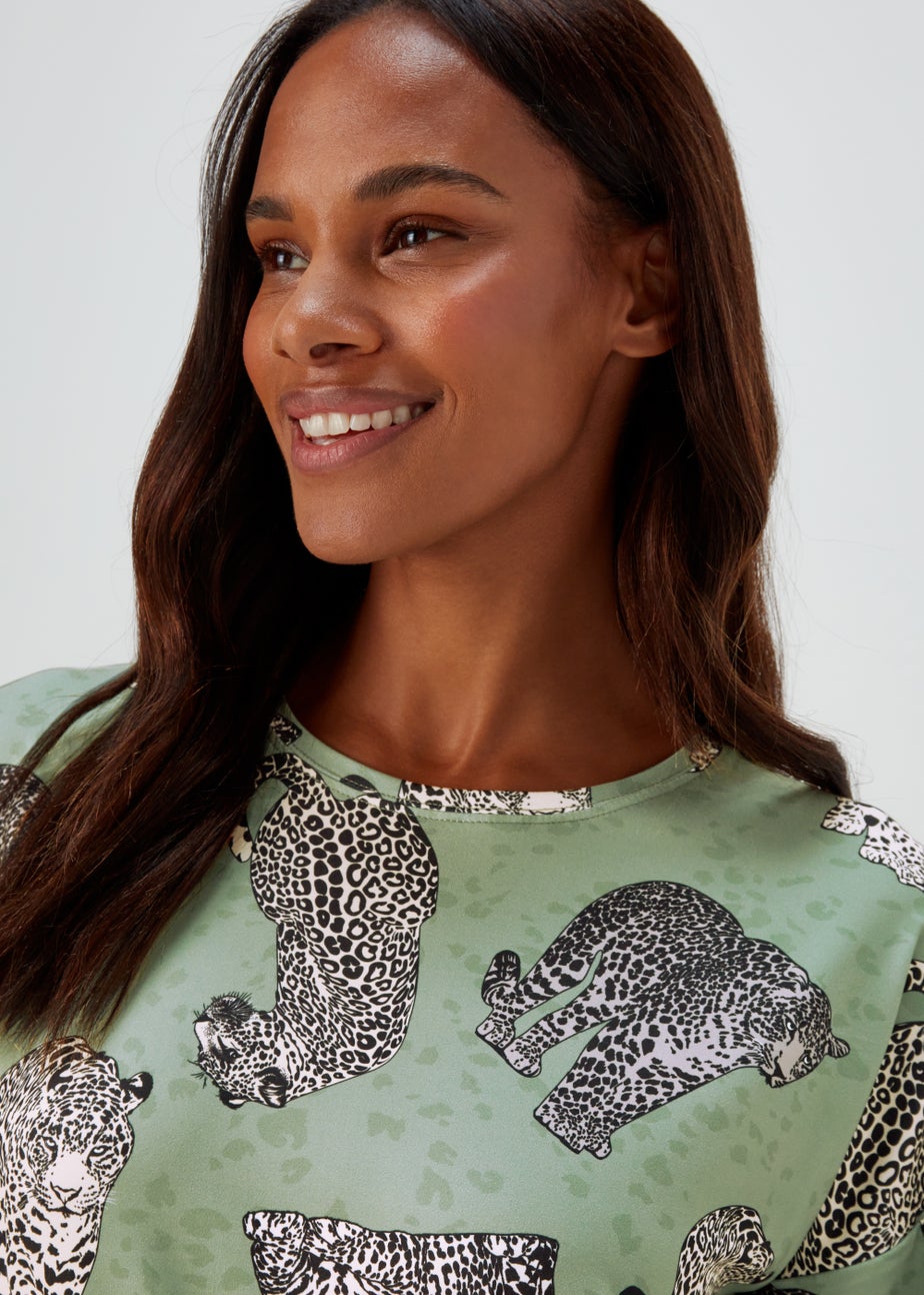 Khaki Leopard Print Pyjama Set