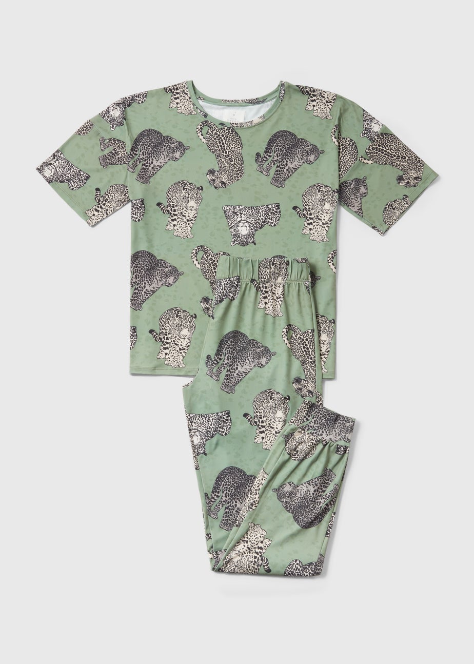 Khaki Leopard Print Pyjama Set