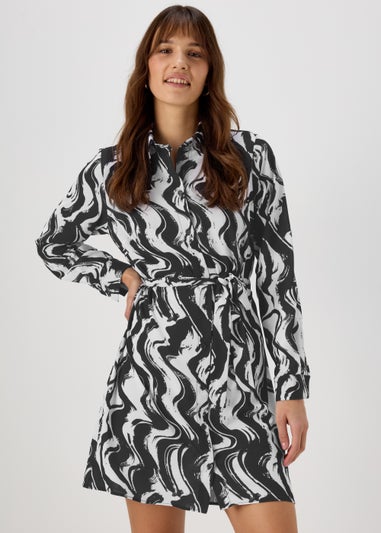 Black & White Belted Dress