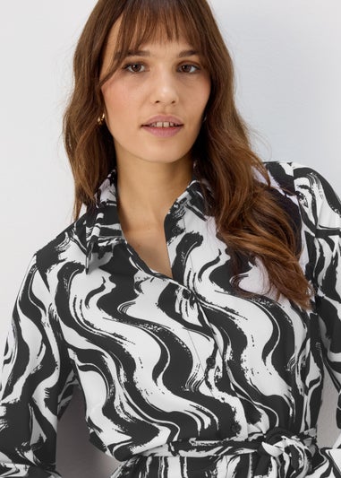 Black & White Belted Dress