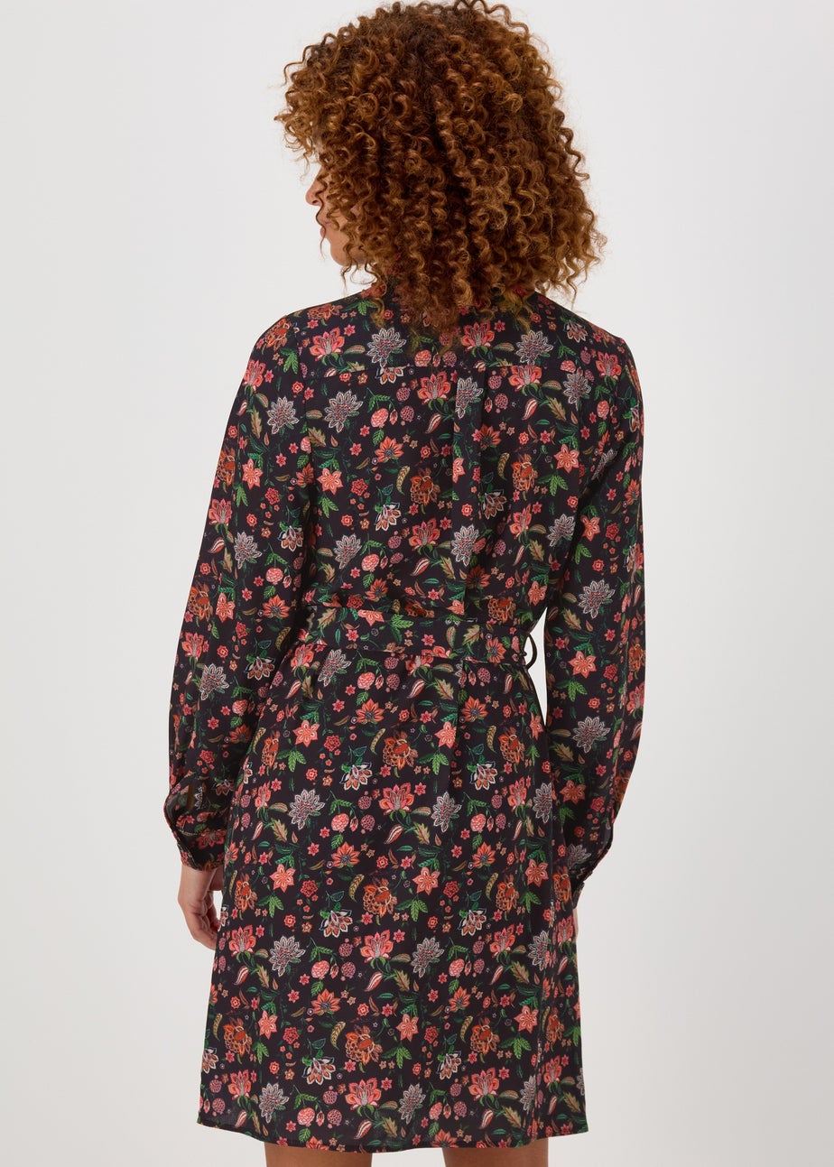 Multicolour Floral Belted Folk Dress