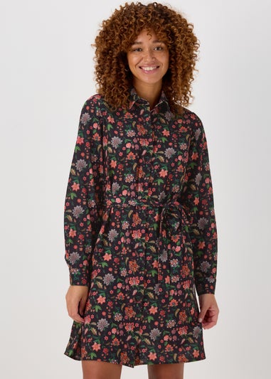 Multicolour Floral Belted Folk Dress