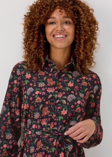 Multicolour Floral Belted Folk Dress