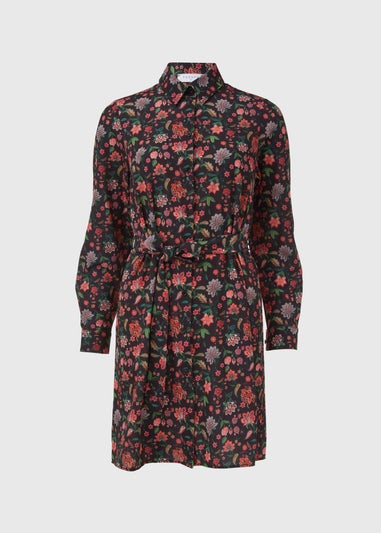 Multicolour Floral Belted Folk Dress