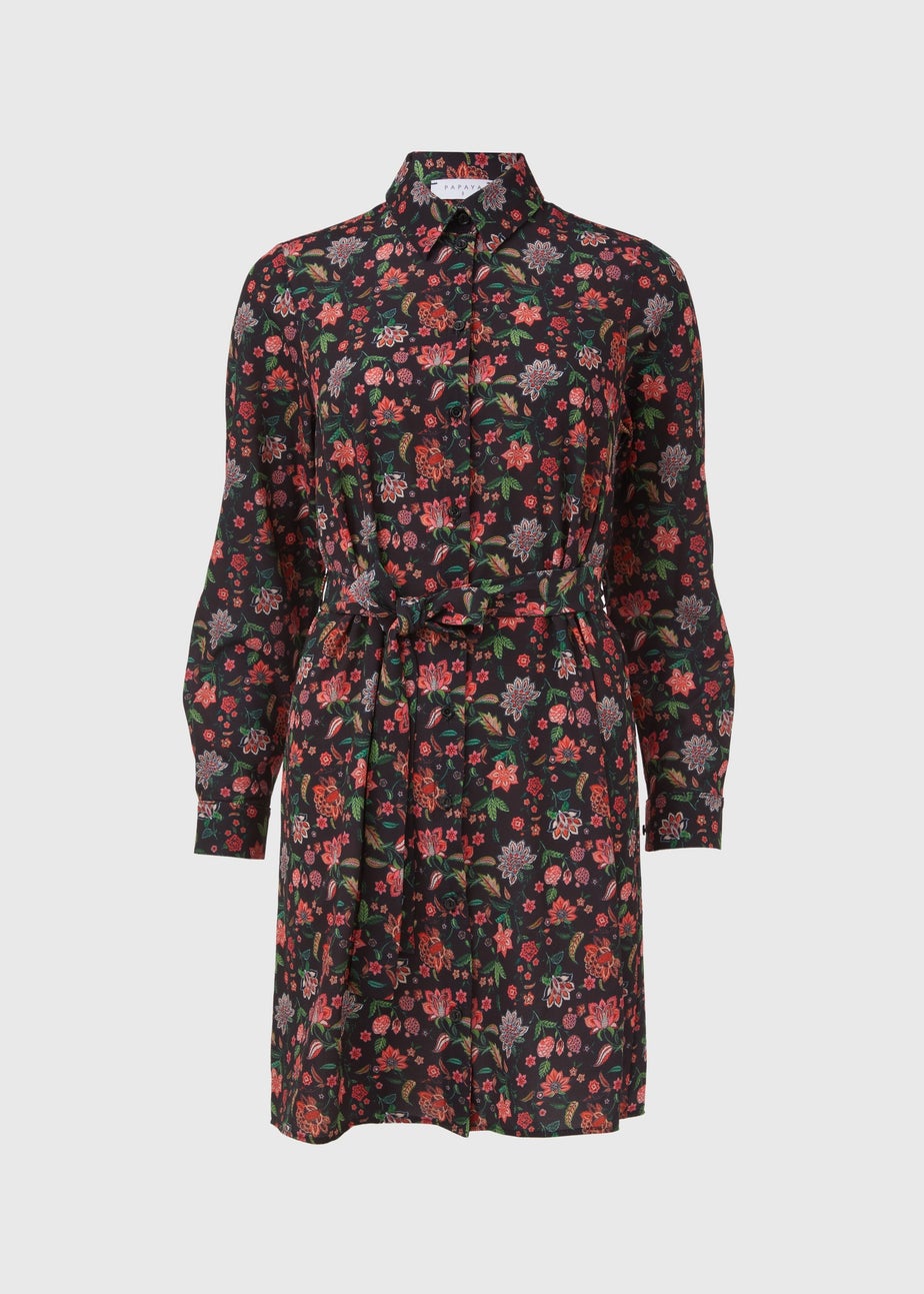 Multicolour Floral Belted Folk Dress