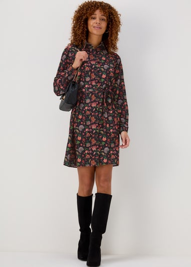 Multicolour Floral Belted Folk Dress