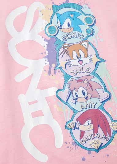 Kids Pink Sonic the Hedgehog T-Shirt (5-12yrs)