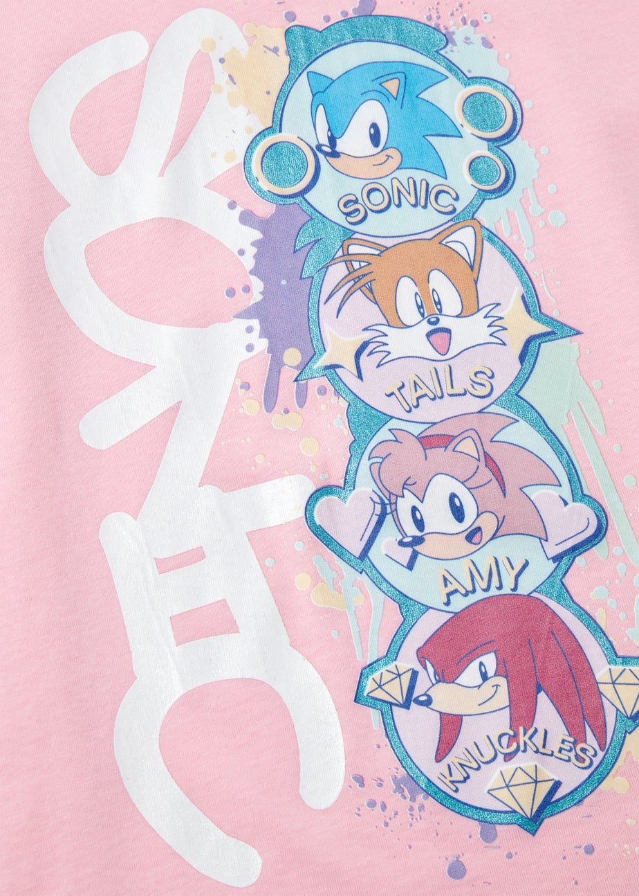 Kids Pink Sonic the Hedgehog T-Shirt (5-12yrs)
