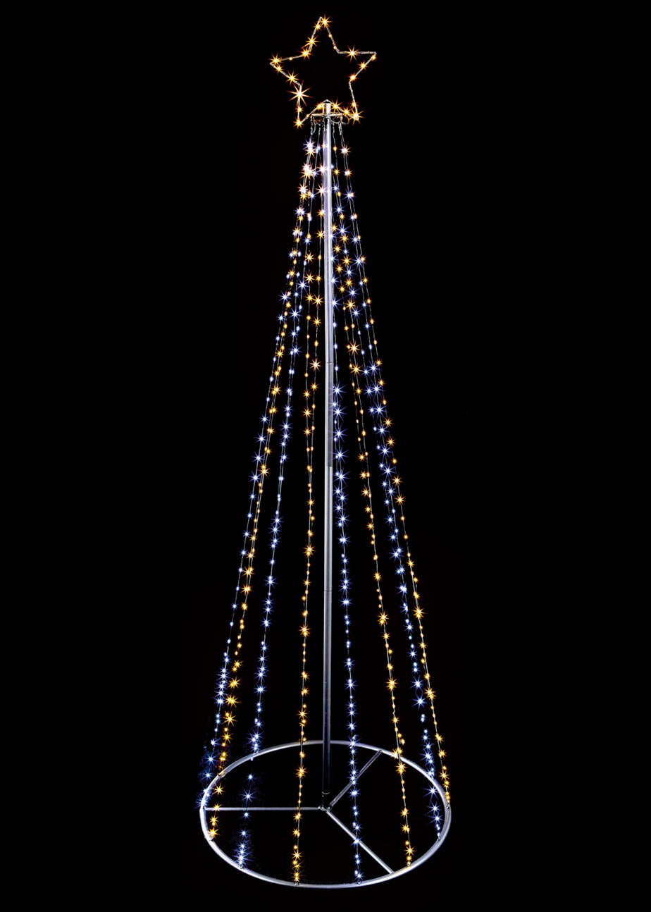 Premier Decorations 2.5m White and Warm White Pyramid Tree