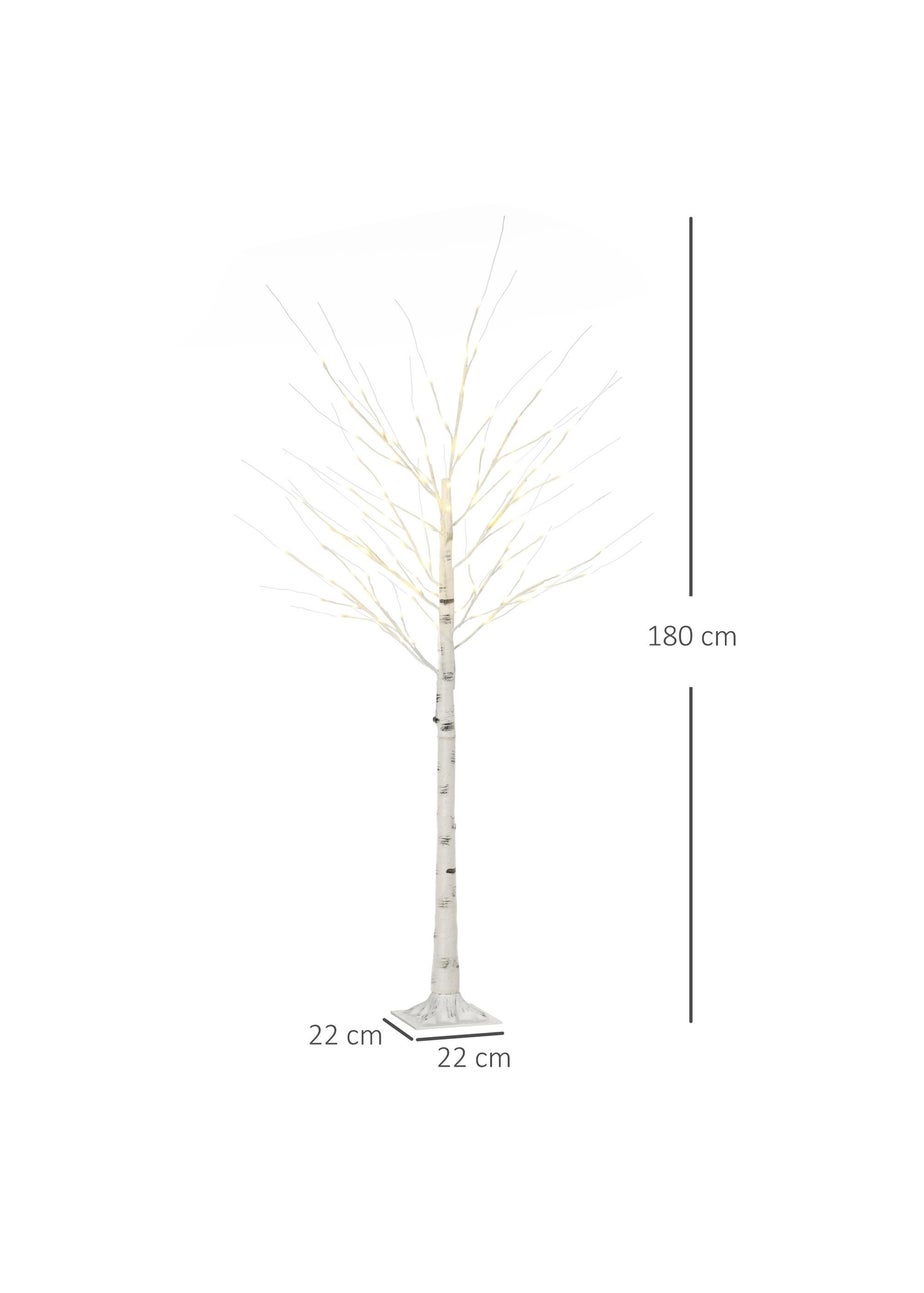 HOMCOM 6ft Artificial White Birch Tree Light with Warm White Pre-Lit LED Light for Indoor and Covered Outdoor Use