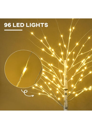 HOMCOM 6ft Artificial White Birch Tree Light with Warm White Pre-Lit LED Light for Indoor and Covered Outdoor Use