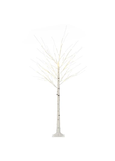 HOMCOM 6ft Artificial White Birch Tree Light with Warm White Pre-Lit LED Light for Indoor and Covered Outdoor Use