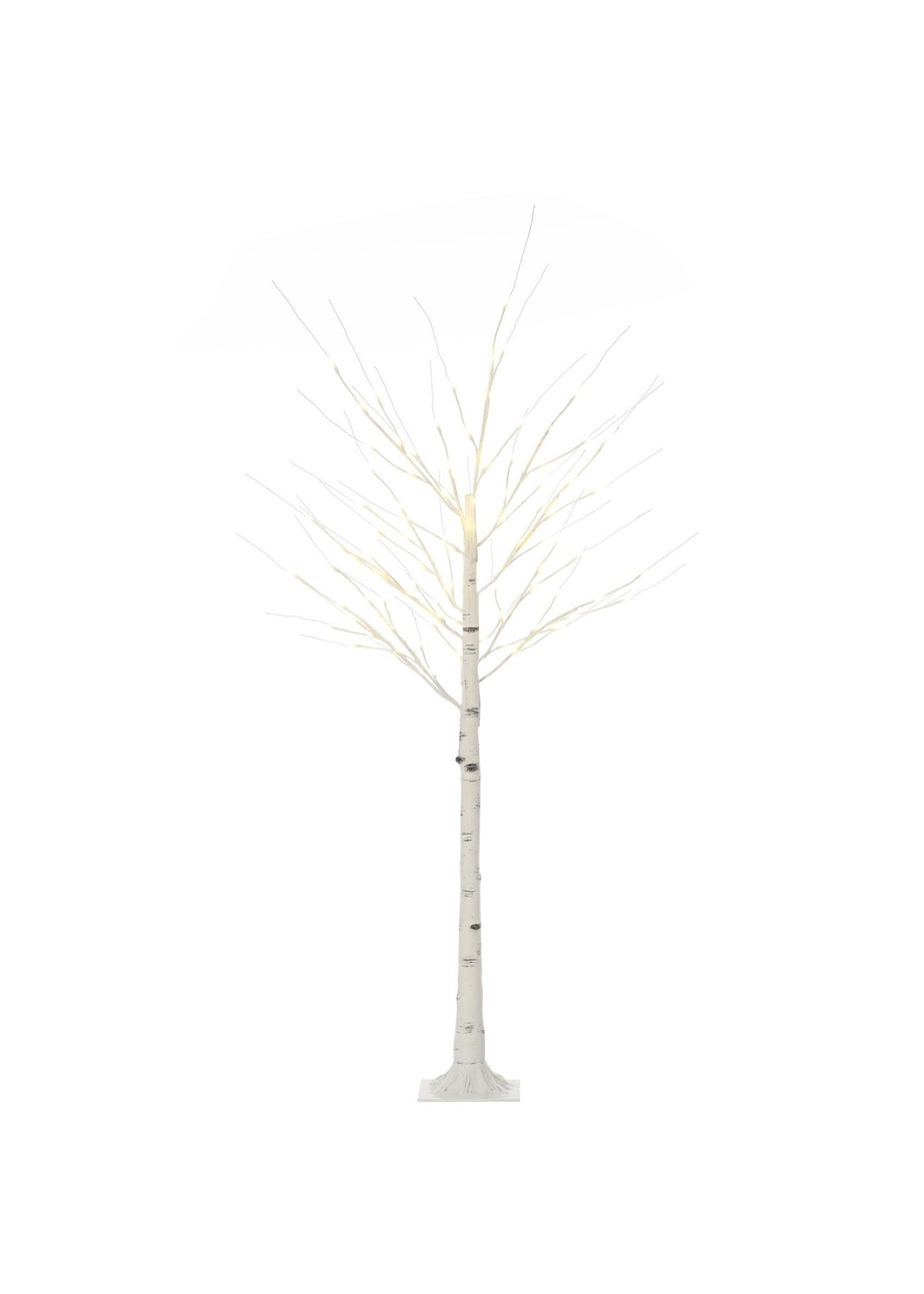 HOMCOM 6ft Artificial White Birch Tree Light with Warm White Pre-Lit LED Light for Indoor and Covered Outdoor Use