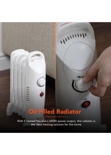 Warmlite 650W Oil Filled Radiator White