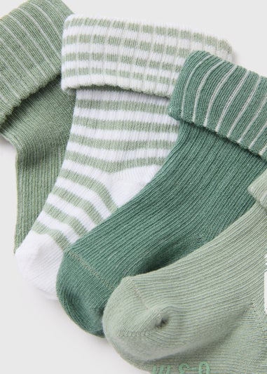 Baby 4 Pack Sage Ribbed Socks (Newborn-24mths)