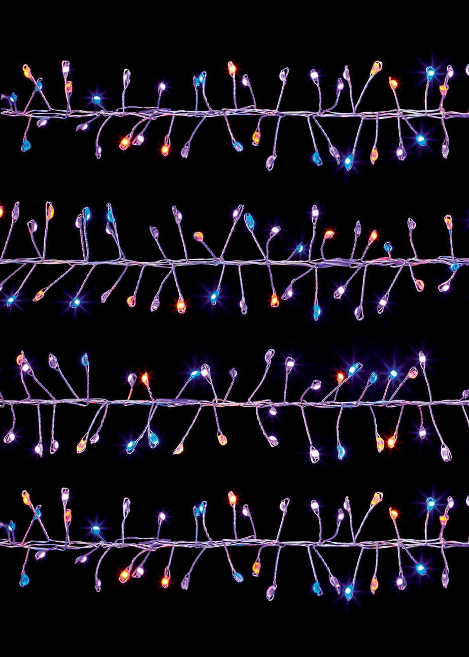 Premier Decorations 800 Rainbow LED Silver WireUltrabrights Cluster Lights