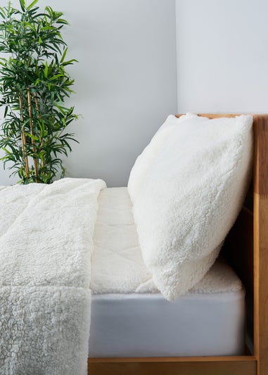 BHS Cream Teddy Fleece Mattress Protector