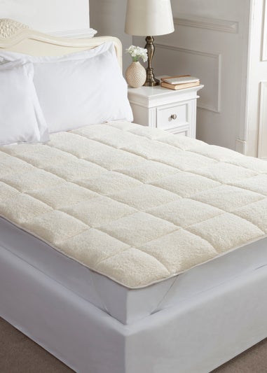 BHS Cream Teddy Fleece Mattress Protector