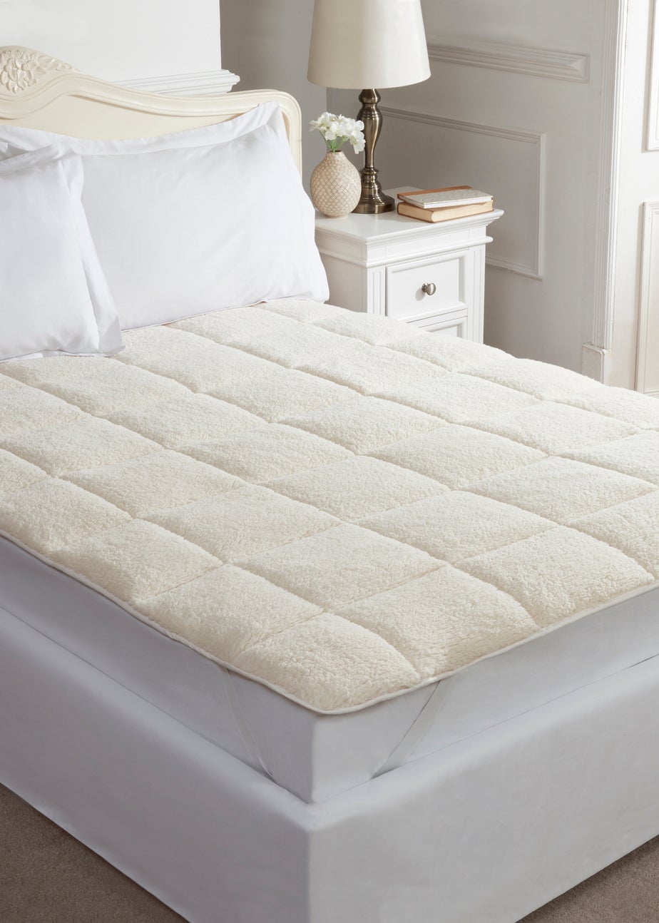 BHS Cream Teddy Fleece Mattress Protector