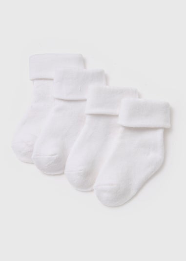 Baby 4 Pack White Terry Tot Socks (Newborn-12mths)