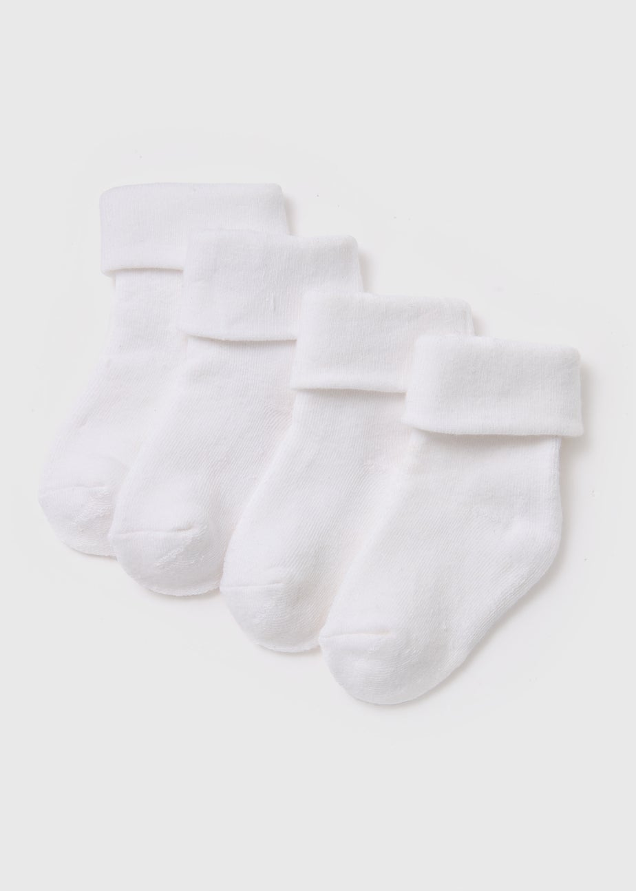 Baby 4 Pack White Terry Tot Socks (Newborn-12mths)