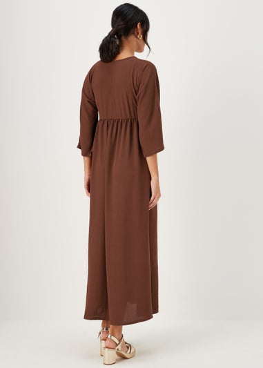 Brown Kimono Sleeve Maxi Dress