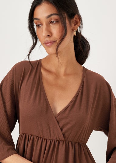 Brown Kimono Sleeve Maxi Dress