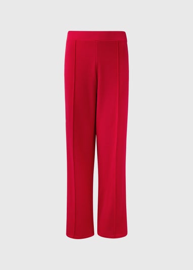 Red Texture Side Stripe Wide Leg Trousers
