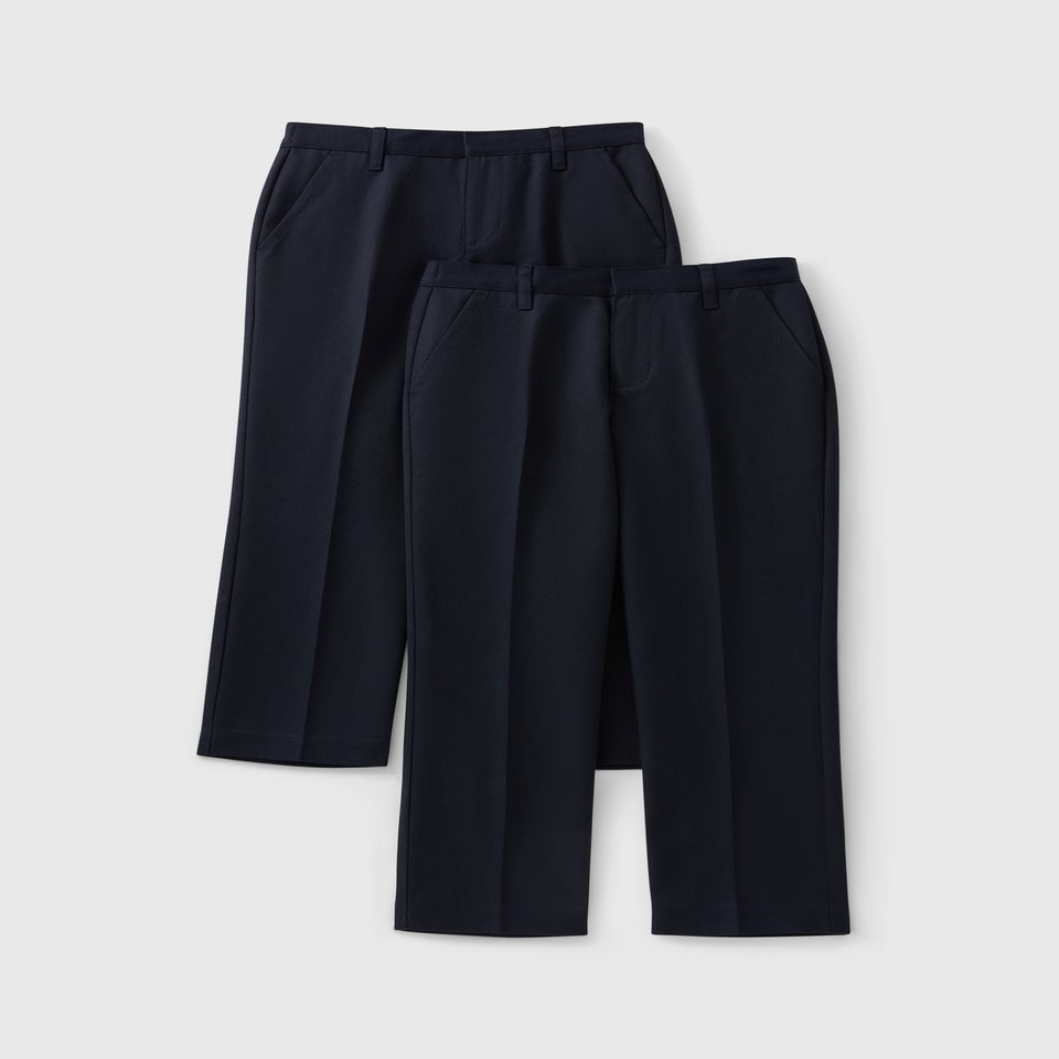 Boys 2 Pack Navy Slim Fit School Trousers (4-12yrs)