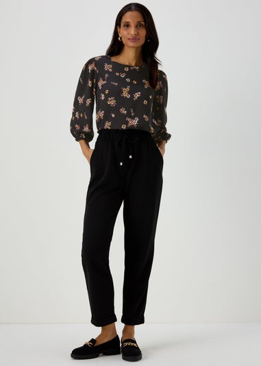 Black Floral Print Bubble Box Top