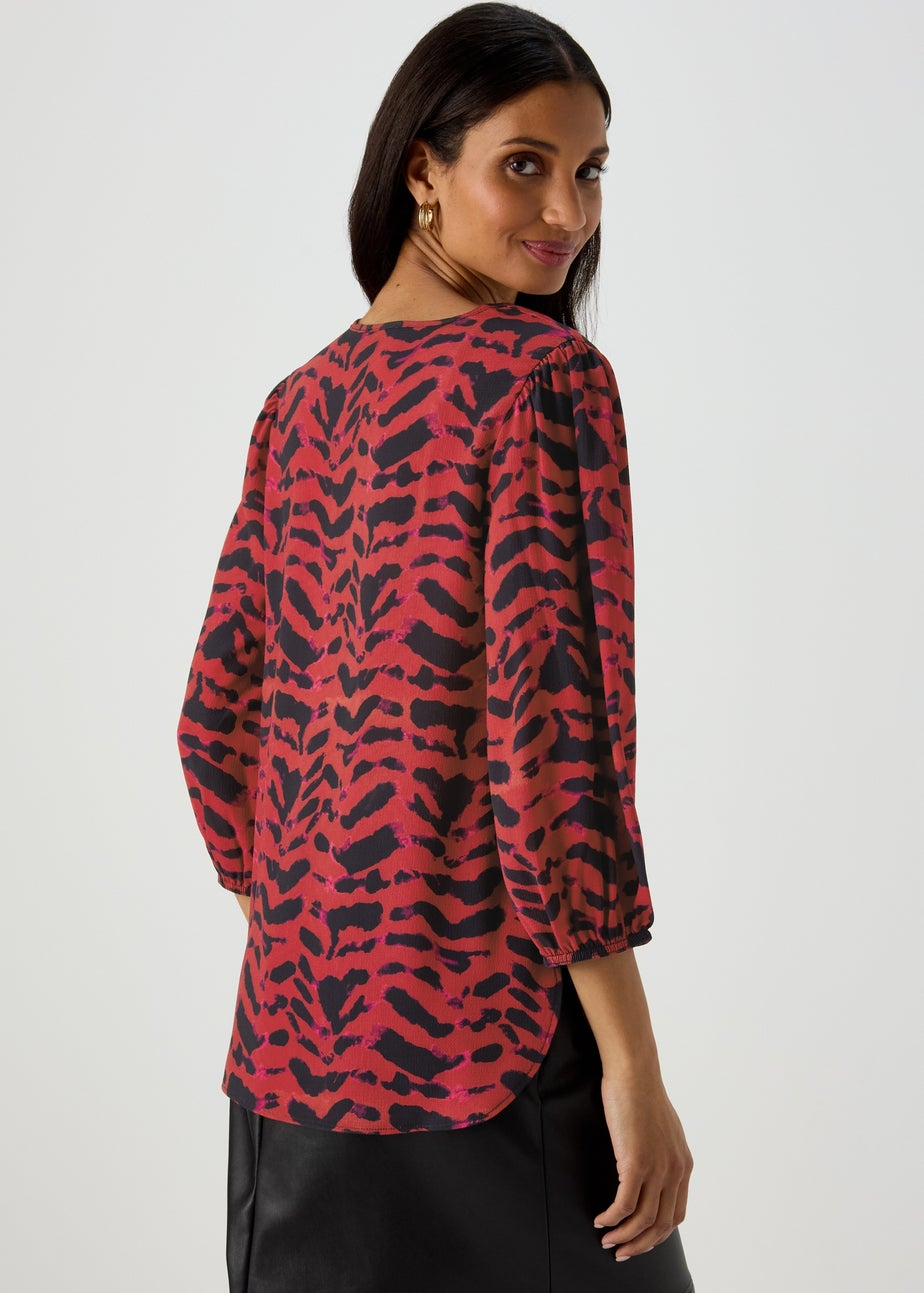 Red Animal Print Bubble Box Top