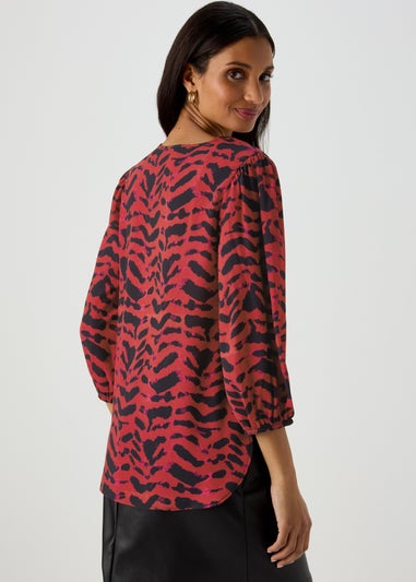 Red Animal Print Bubble Box Top