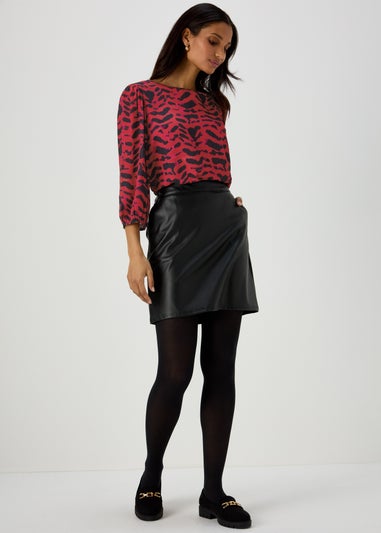 Red Animal Print Bubble Box Top