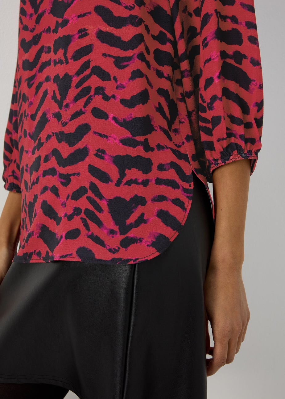 Red Animal Print Bubble Box Top