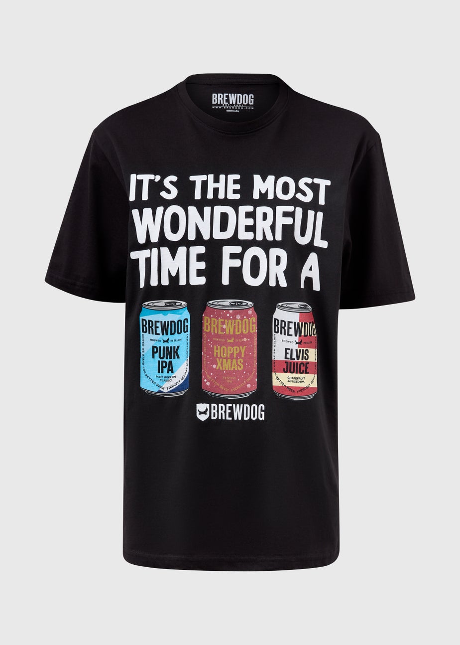 Black BrewDog Christmas Print T-Shirt