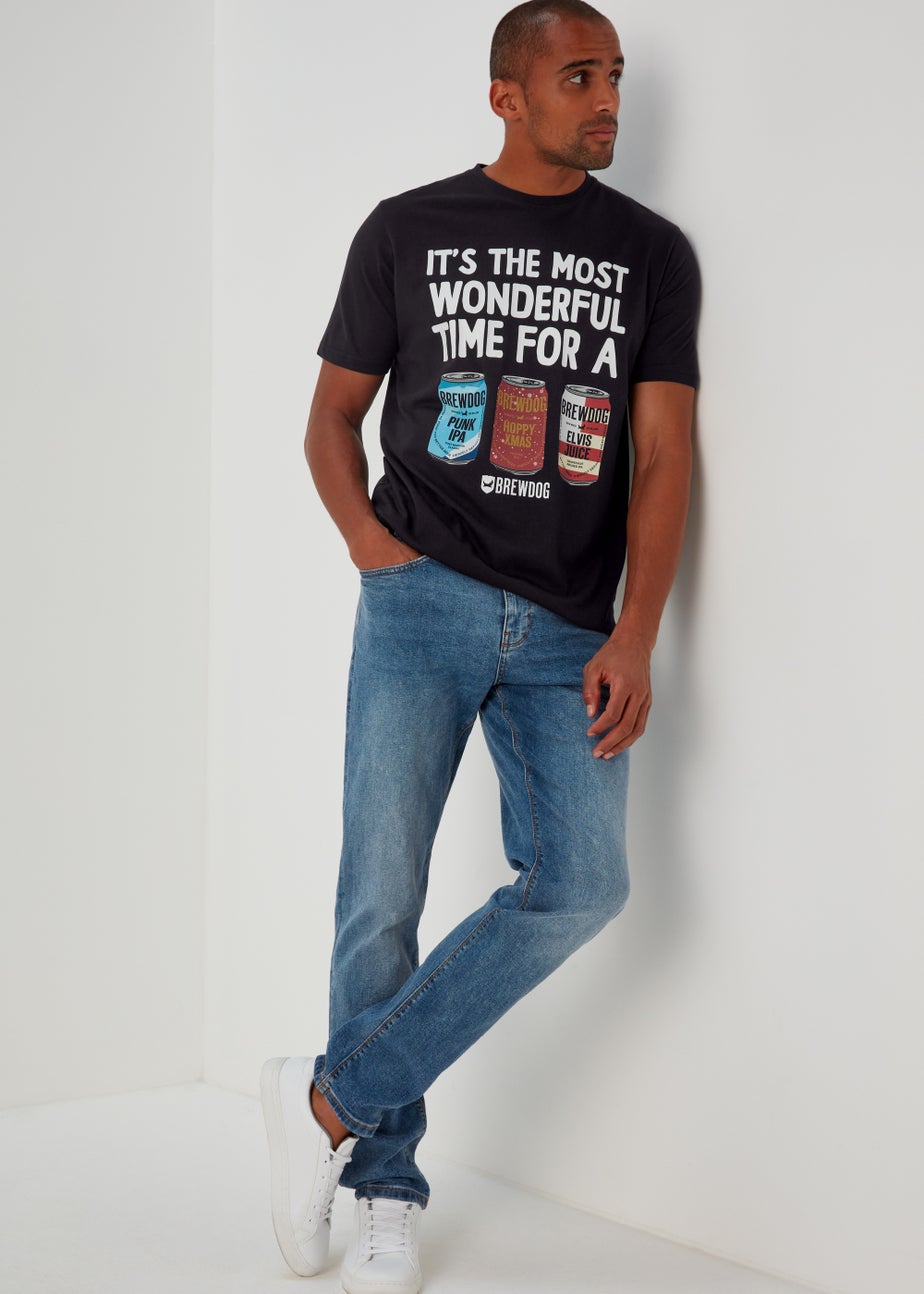 Black BrewDog Christmas Print T-Shirt