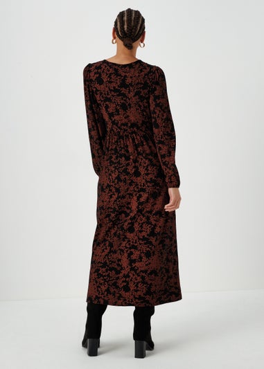 Papaya Petite Black Boho Print Midi Dress