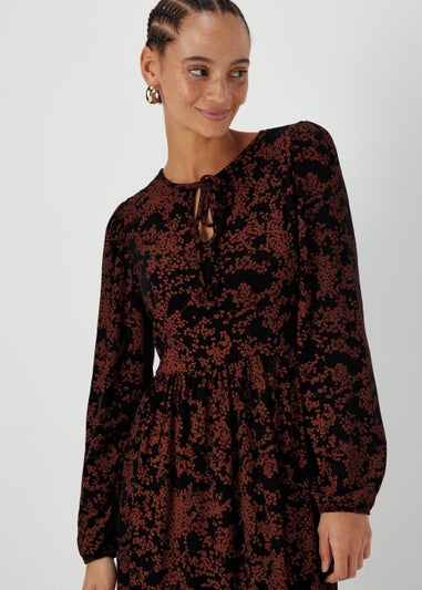 Papaya Petite Black Boho Print Midi Dress
